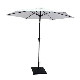 8.8 feet Outdoor Aluminum Patio Umbrella, Patio Umbrella, Market Umbrella with 42 Pound Square Resin Umbrella Base, Push Button Tilt and Crank lift