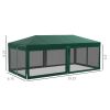 Outsunny 10' x 20' Party Tent, Outdoor Wedding Canopy & Gazebo with 6 Removable Sidewalls, Shade Shelter for Events, BBQs, Green