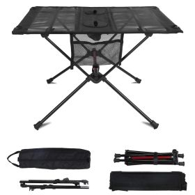 Portable Folding Camping Table Foldable Beach Table Aluminum Alloy Frame with 2 Cup Holders 2 Side Pockets Carry Bag for Picnic Camping Hiking Beach B (Color: Black)